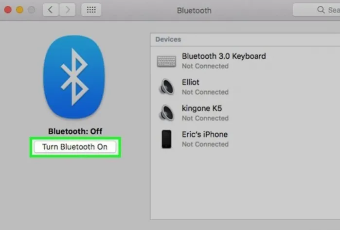 Кликаем по кнопке «Turn Bluetooth On» («Вкл. модуль»)