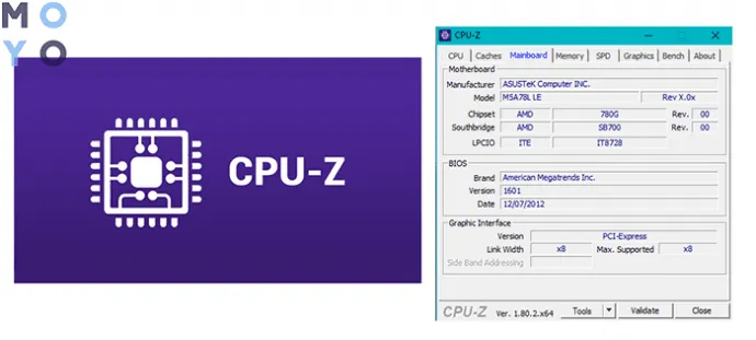 как посмотреть модель материнской платы в CPU-Z