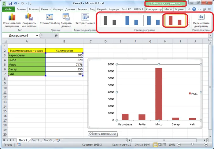 Изменение стиля диаграммы в Microsoft Excel