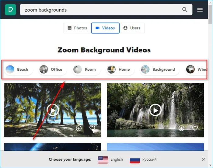 Поиск фона для Zoom в Pexel