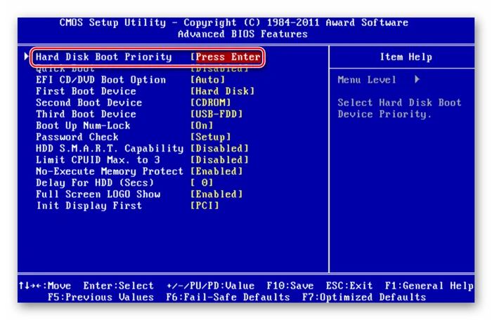 Hard Disk Boot Priority в Award BIOS