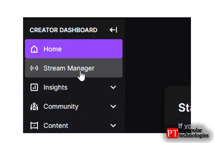 Загрузите Stream Manager с боковой панели
