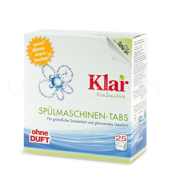 Безопасным средством для мытья посуды можно считать таблетки Klar от немецкого производителя