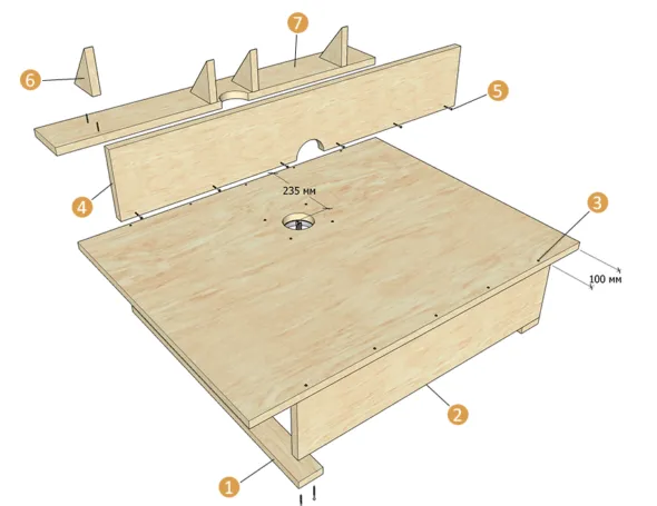 Схема сборки фрезерного стола