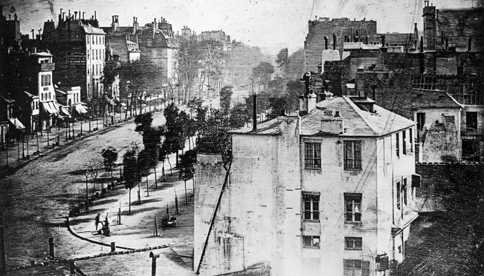 Фотография Дагер «Вид на бульвар дю Тампль» 1838 года