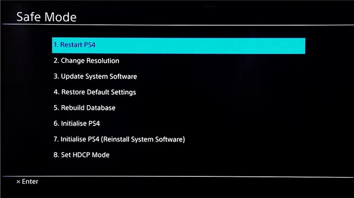 PS4 in safe mode