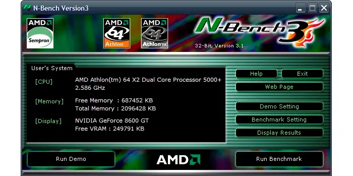 AMD N-Bench интерфейс