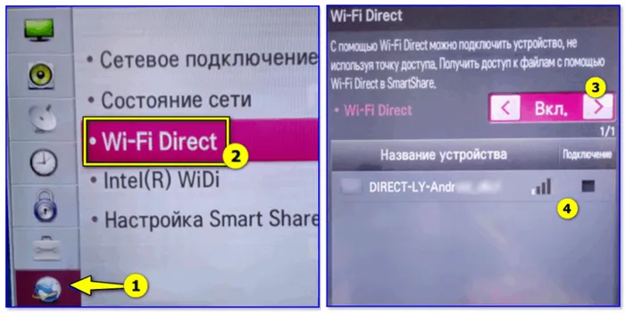 Wi-Fi Direct — настройка ТВ от LG