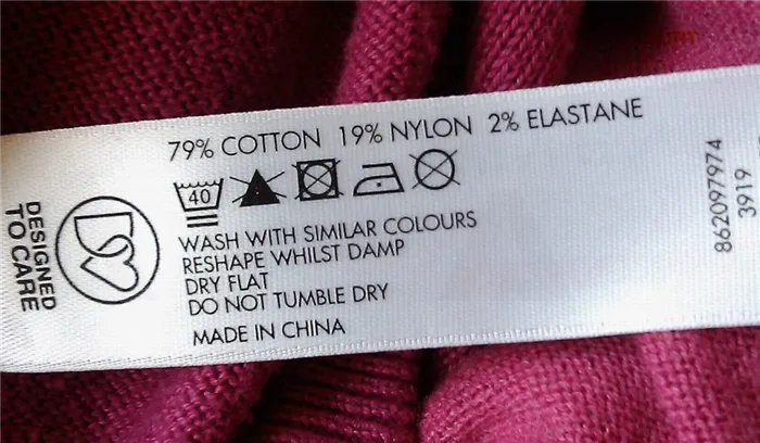 Значки на этикетках одежды