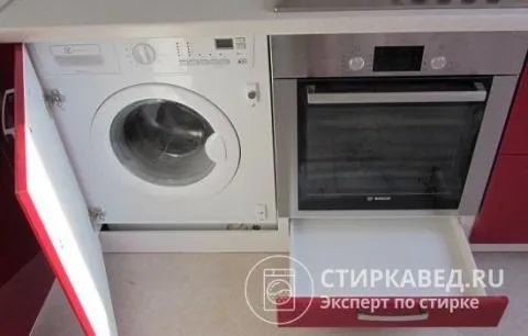 На фото вы можете видеть полностью встроенную стиральную машину