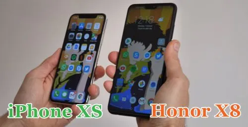 Передние панели iPhone xs и Honor 8x