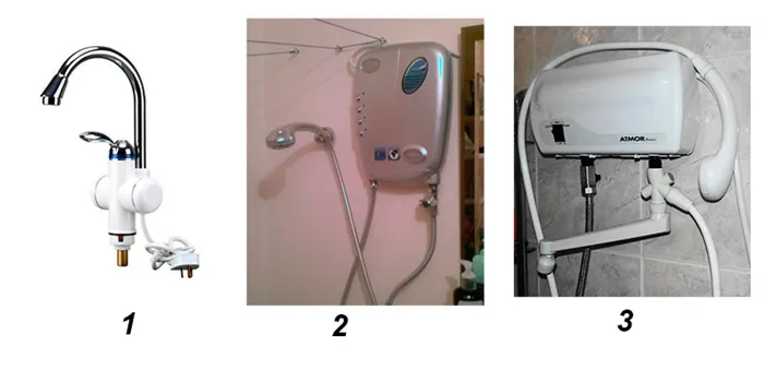 Варианты подключения электрических проточных водонагревателей