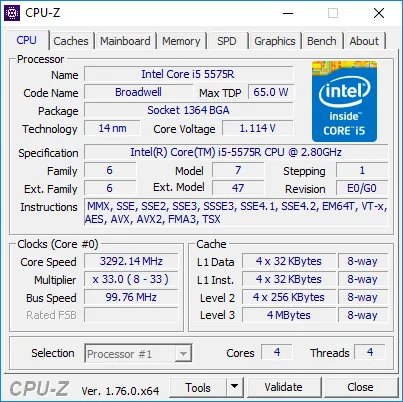 Проверка компьютера на ошибки с помощью CPU-Z