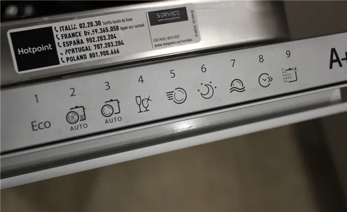 Программы посудомоечной машины Hotpoint-Ariston