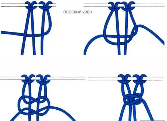Схема плетения браслета из наушников.