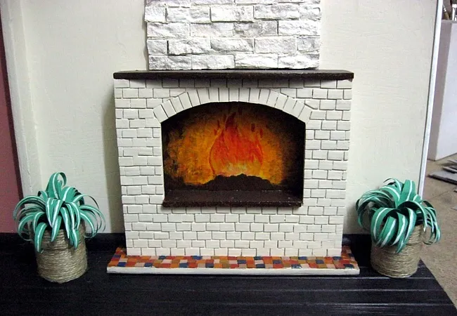 Рисунок огня внутри камина