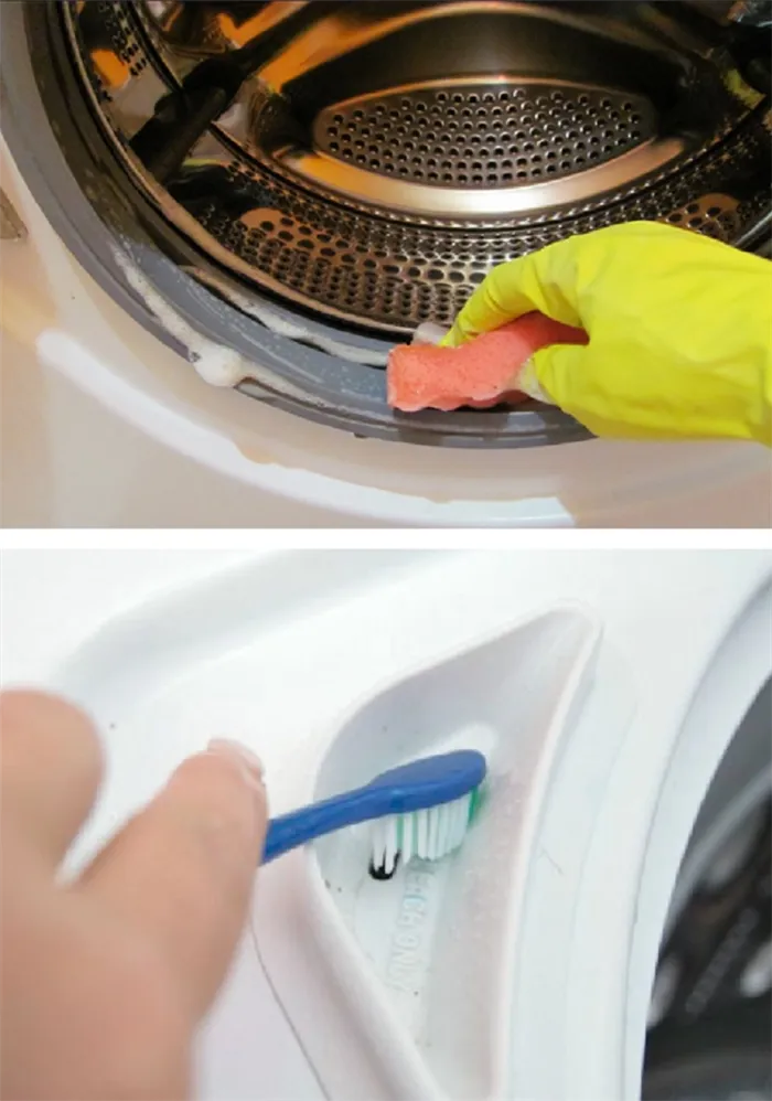 Перчатки и щетка для чистки машинки