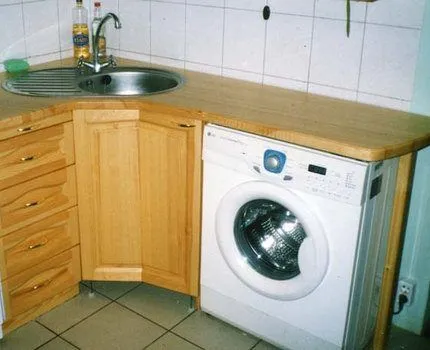 Узкая стиральная машина в мебельном гарнитуре